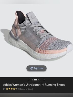 Adidas Ultraboost 19. Size 8. Used. Pink and Grey.